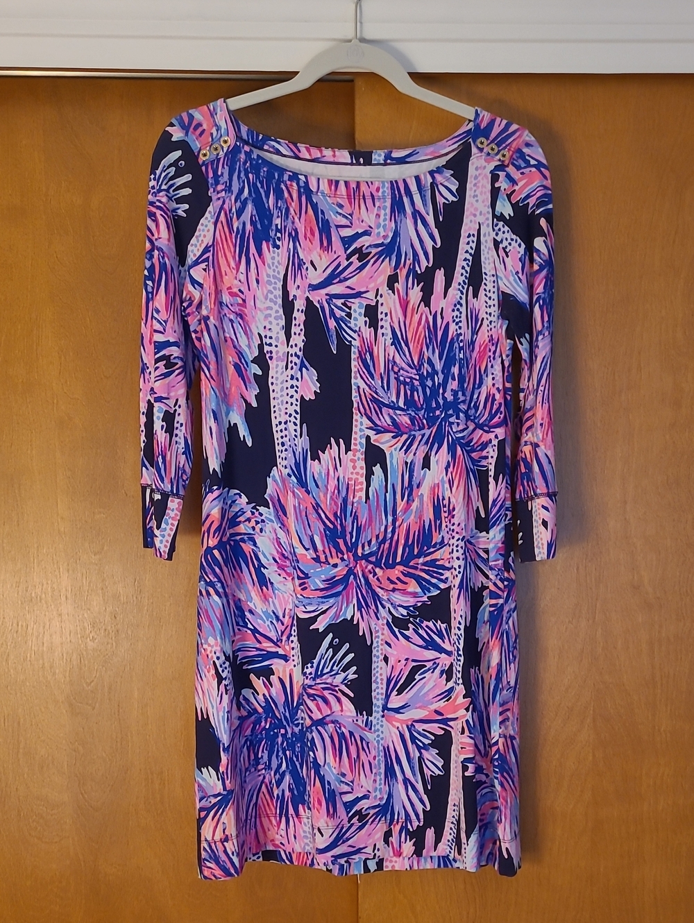 Lilly Pulitzer Sophie Palms Up  Shift Dress Navy, Pink & Blue